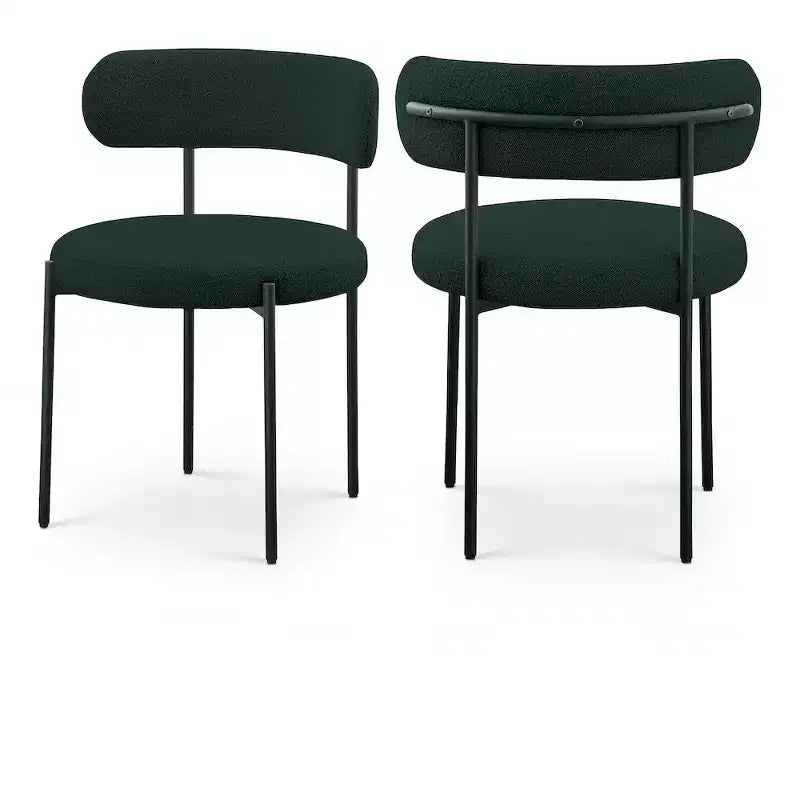 Meridian Furniture, Chaises de salle à manger en tissu bouclé vert Beacon, Lot de 2