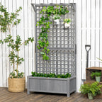 Jardinière en bois Outsunny avec treillis, lit de jardin surélevé pour plantes grimpantes avec trous de drainage et toit