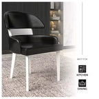 LeisureMod Ethos Chaises de Salle à Manger Modernes (Lot de 2) Sièges en Cuir avec Dossier Courbé et Pieds en Fer Noir, Places Assises pour Cuisine, Salle à Manger, Café