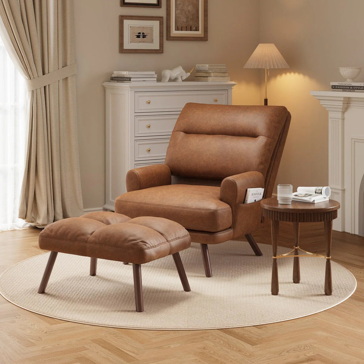 Chaise longue inclinable réglable OVIOS avec ottoman