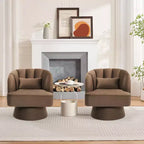 Fauteuil pivotant GustoWave avec accoudoirs, fauteuil rond en velours pivotant à 360° de style Mid-Century, fauteuil moderne pour salon