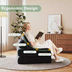 Canapé-lit pliable, canapé pliant au sol pour salon, fauteuil de couchage convertible avec oreiller matelas pliable soutien dorsal, beige