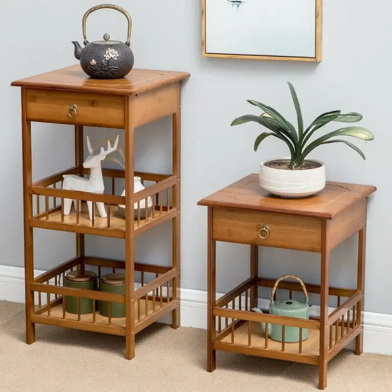 Table d'appoint en bois massif avec rangement