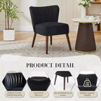 Fauteuil d'appoint moderne en velours sans accoudoirs, capacité de 136 kg avec pieds en bois pour salon, chambre et bureau (noir/vert/beige)