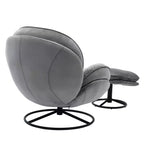 Fauteuil d'appoint en velours Okak avec pouf, fauteuil de salon moderne de style scandinave sans accoudoirs, fauteuil d'appoint doux et confortable pour regarder la télévision, jouer à des jeux