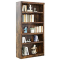 FDW Étagère à Livres Industrielle à 5 Niveaux en Bois, Parfaite pour Bureau à Domicile ou Salon, Marron