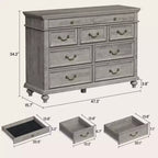 Commode de Ferme à 9 Tiroirs pour Chambre à Coucher, Large Commode Rustique en Bois de 47" avec 9 Tiroirs et Poignées en Métal, Grand Organiseur de Rangement