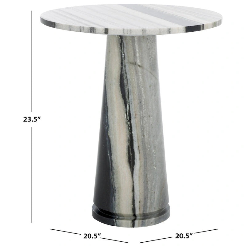 Table d'appoint ronde haute en marbre SAFAVIEH Couture Ghicu - 56 cm L x 53 cm P x 61 cm H - 21Wx21Dx24H