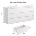 COZONY Commode à 9 tiroirs, Grand meuble de rangement en bois au design minimaliste et moderne pour Chambre, Salon, Couloir
