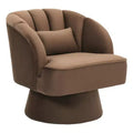 Fauteuil crapaud moderne, pivotant à 360°, avec dossier rayé incurvé et assise large et rembourrée, adapté aux salons, chambres à coucher.