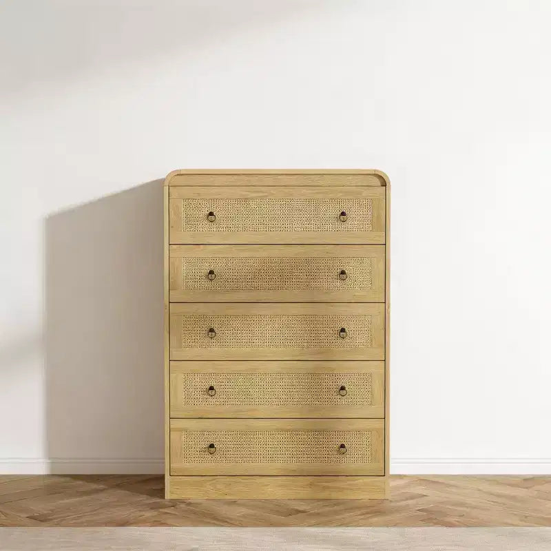 Commode haute en rotin de 79 cm, commode à 5 tiroirs pour chambre à coucher, commodes et chiffonniers, commode moderne pour chambre à coucher, salon, couloir