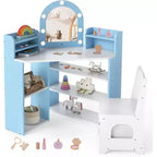Meuble-lavabo d'angle 2-en-1 pour enfants avec lumières, étagères ouvertes et miroir éclairé