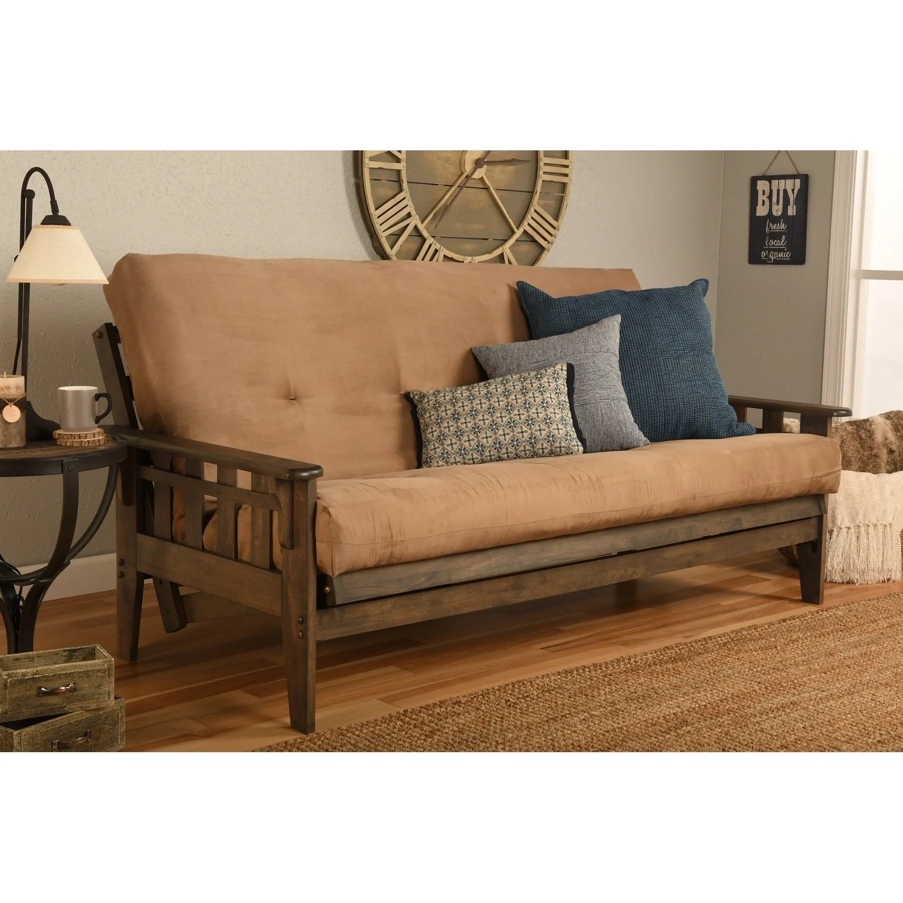 Ensemble de futon rustique pleine grandeur Somette Tucson en noyer avec matelas