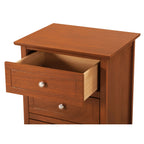 Table de chevet Daniel de style transitionnel en bois, à 3 tiroirs