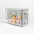 Vitrine en verre trempé avec porte coulissante en verre et serrure, cadre en aluminium standard, vitrine avec porte coulissante en verre, serrure et LED