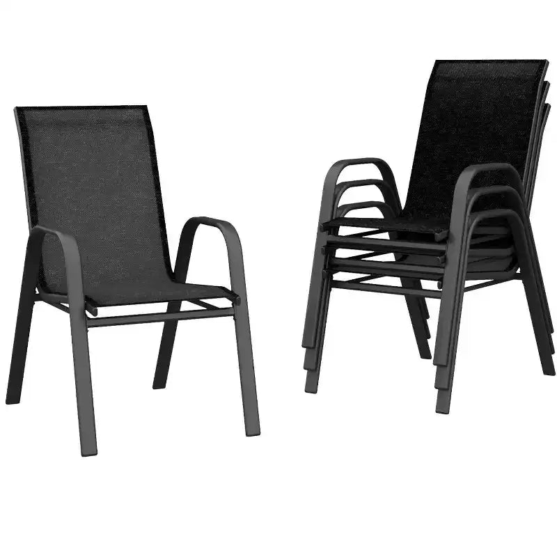 Lot de 4 chaises de terrasse GustoWave, chaises de salle à manger empilables d'extérieur toutes saisons, meubles de jardin respirants pour le jardin