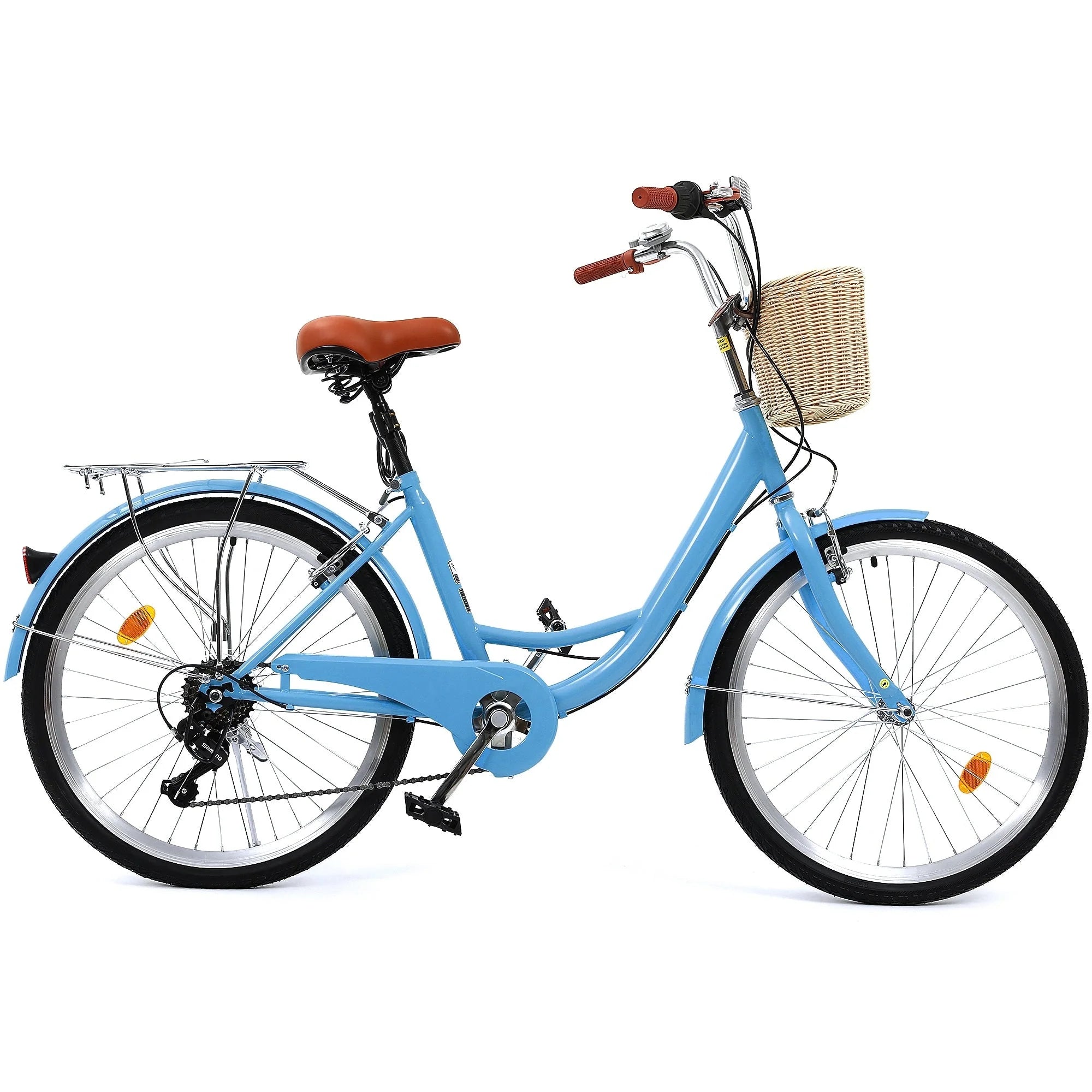 Moasis24/26 Vélo Cruiser 7 Vitesses, Vélo à Cadre Bas Ajustable, Vélo de Ville, Bicyclette