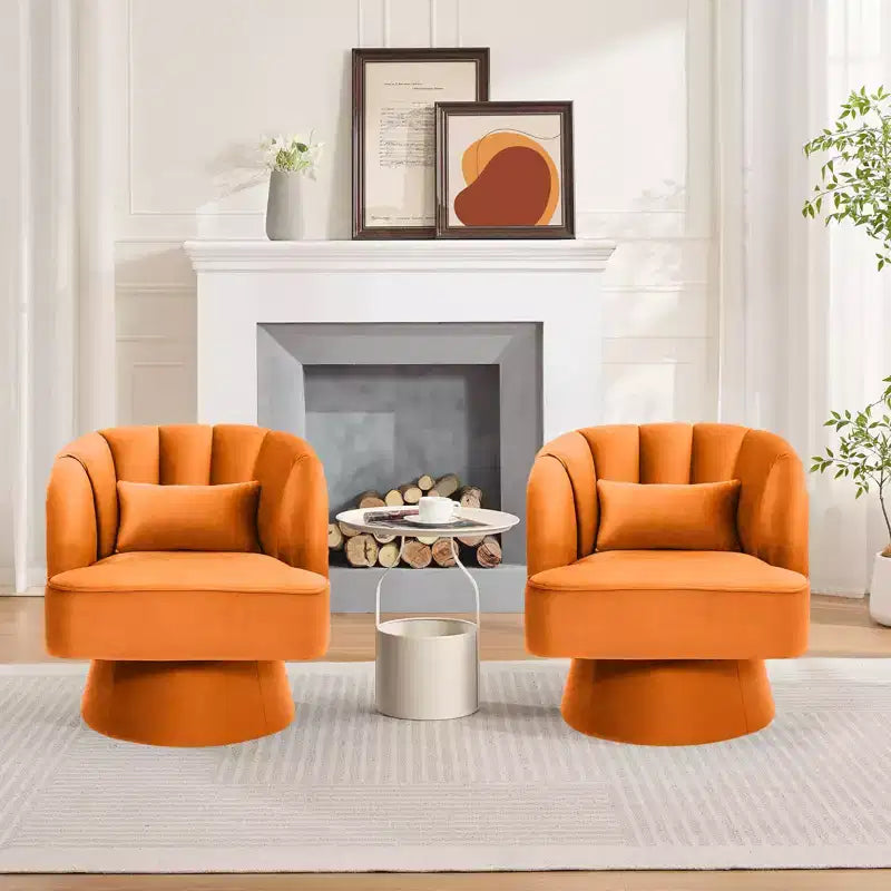 Fauteuil pivotant en velours à 360°, Fauteuil rond moelleux avec assise large et rembourrée, Doux et rembourré pour salon, chambre ou bureau