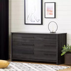 Commode double Tao 6 tiroirs pour enfants, gris chêne, de South Shore : Meuble de chambre moderne traditionnel, dispositif anti-basculement inclus