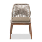 Chaise de salle à manger moderne de style transitionnel en acajou tissée de corde – Gris