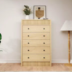 Coolmee Commode Haute 5 Tiroirs pour Chambre, Commode Cannelée de 80 cm de Large, Armoire de Rangement en Bois Moderne pour Chambre d'Enfant, Couloir, Salon