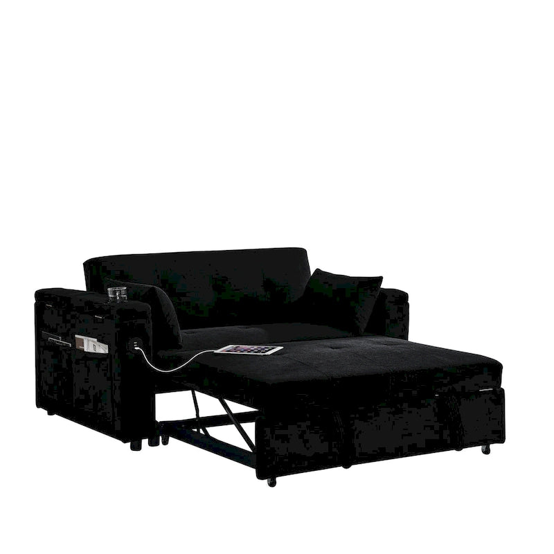 Canapé convertible 54 pouces avec lit gigogne, double assise, fonction relax