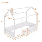 Lit cabane en bois avec barrière de sécurité pour enfants et adolescents, blanc
