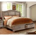 Lit plateforme Wury gris rustique en bois massif à 2 tiroirs par Furniture of America