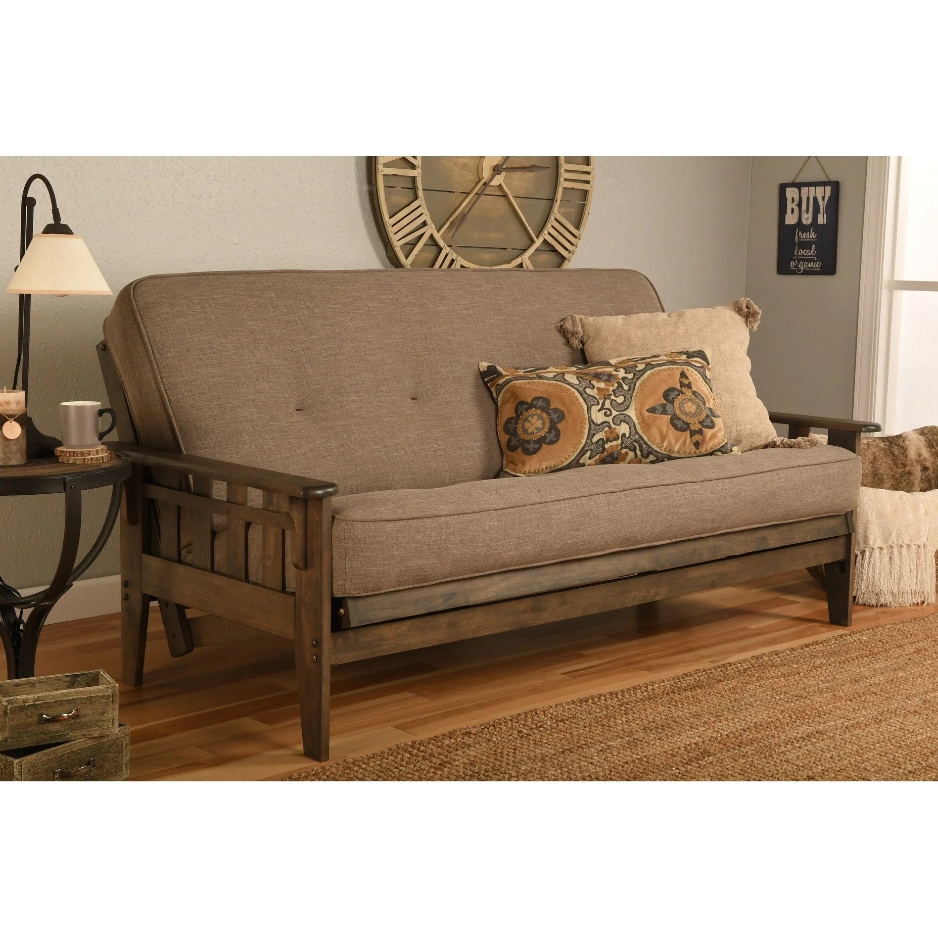 Ensemble de futon rustique pleine grandeur Somette Tucson en noyer avec matelas
