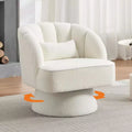 Fauteuil d'appoint pivotant moderne avec dossier rayé et coussin moelleux - Chaise longue ronde rembourrée