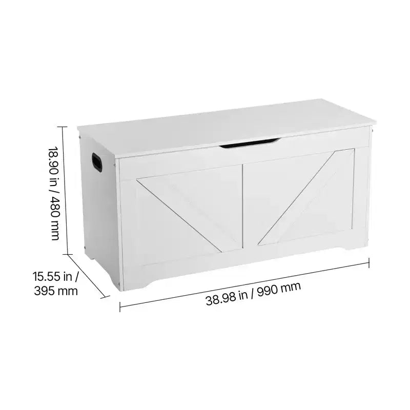 Banc de rangement pour enfants avec charnière de sécurité, coffre à jouets en bois et banc d'assise pour salle de jeux, chambre, entrée ou salon, blanc