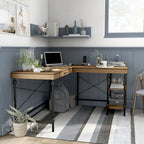 Bureau d'ordinateur d'angle en métal de 59 pouces Haley Farmhouse avec ports USB par Furniture of America