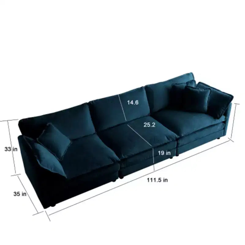 Canapé d'angle contemporain 3 pièces - Sièges profonds et surdimensionnés, style moderne