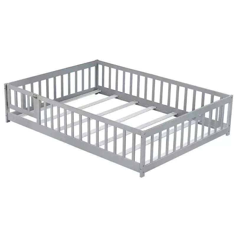 Lit au sol pleine grandeur Luxystar avec clôture et porte pour chambre d'enfant