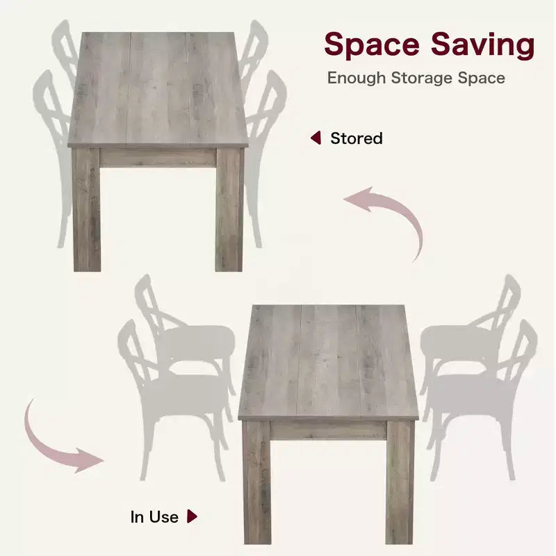 Table à manger de ferme GustoWave 63 en bois, pour 4-6 personnes, plateau standard