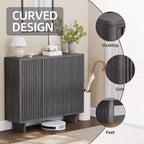 Meuble à chaussures de 46 pouces avec porte cannelée, rangement à 5 niveaux avec 4 étagères réglables, organisateur de chaussures rustique pour entrée, couloir, salon