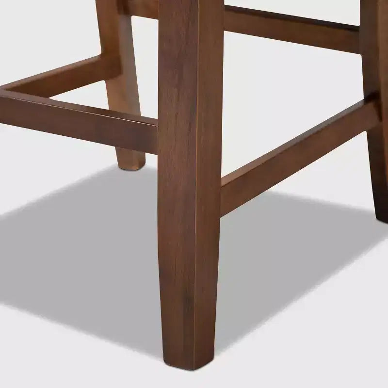 Ensemble de 2 chaises de bar hauteur comptoir Caron en tissu gris/noyer - Baxton Studio