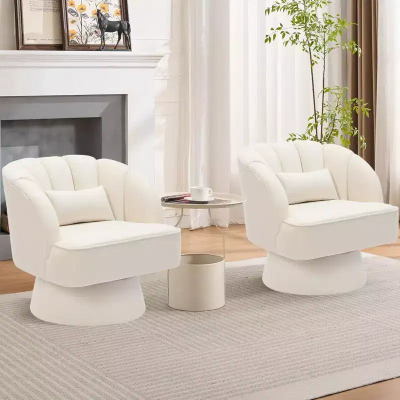 Fauteuil pivotant GustoWave avec accoudoirs, fauteuil rond en velours pivotant à 360° de style Mid-Century, fauteuil moderne pour salon