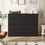 Commode double COZONY 51 po de large à 8 tiroirs – Grande commode horizontale avec tiroirs profonds et plateau large pour chambre, dressing, salon et couloir