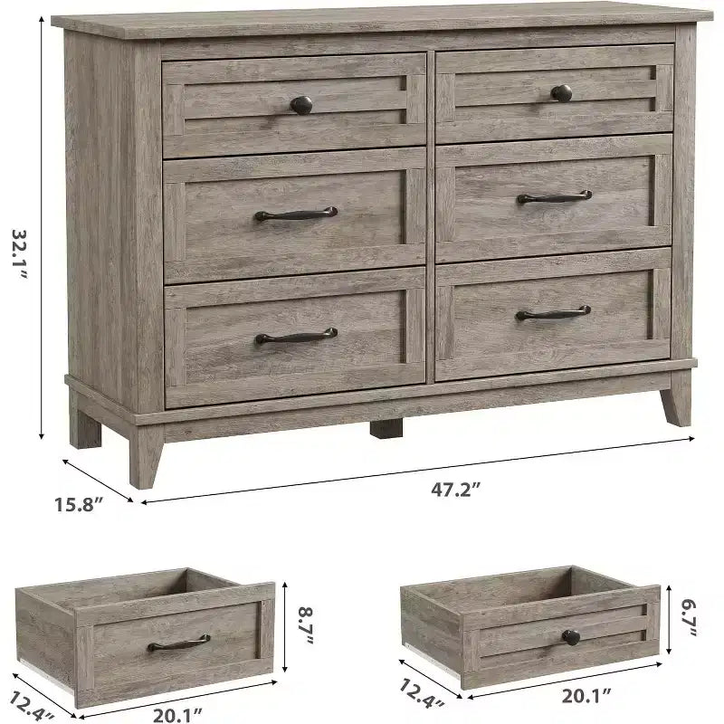 Commode pour Chambre, Commode Moderne en Bois à 6 Tiroirs, Meuble TV, Armoire en Bois, Commodes à 6 Tiroirs pour Chambre Salon