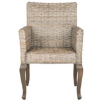 Chaise de salle à manger en rotin tressé avec accoudoirs, lot de 2