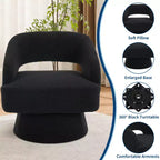 Fauteuil pivotant - Fauteuil moderne rembourré avec dossier rayé et rembourrage moelleux, chaise longue ronde pour salon, chambre à coucher (1 pièce)