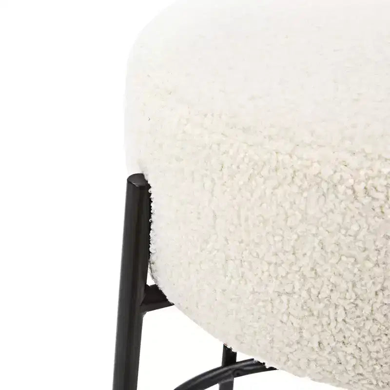 Nathan James Lot de 4 tabourets de bar sans dossier Isaac hauteur comptoir Boucle Blanc