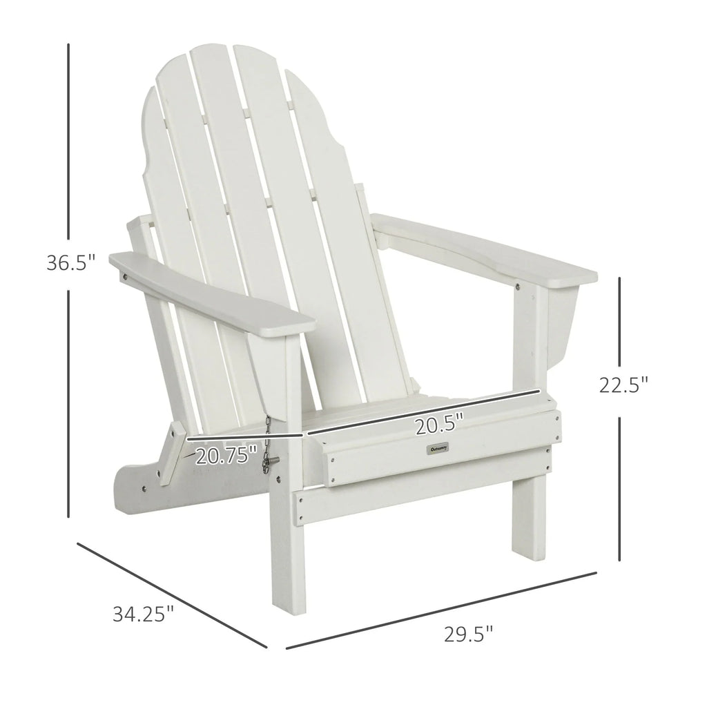 Chaise Outsunny Adirondack Pliante, Chaises de Plage Longues en Plastique HDPE Tout Temps pour Patio, Terrasse et Mobilier de Jardin