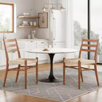 TUYOHW Lot de 2 Chaises de Salle à Manger Style Ferme Moderne du Milieu du Siècle, Chaises de Salle à Manger avec Assise en Corde Tressée et Cadre en Métal Robuste