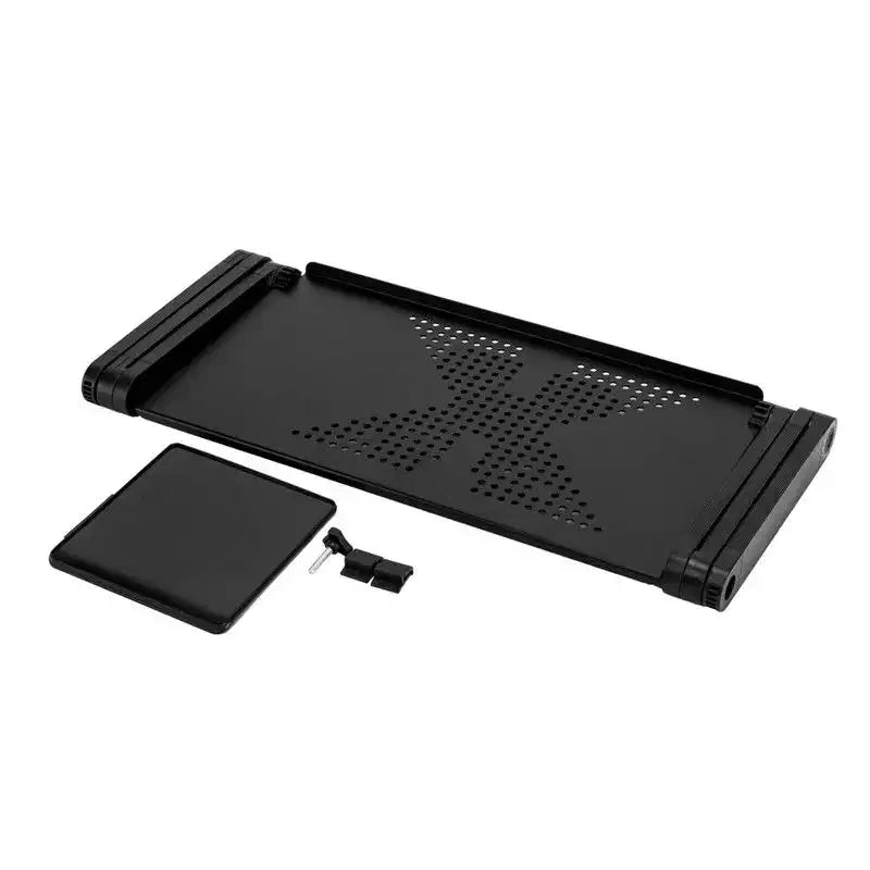 Table pliable portable multifonctionnelle rotative à 360° avec ventilateur et souris, noire