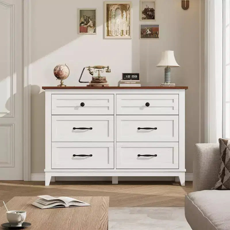 Commode pour Chambre, Commode Moderne en Bois à 6 Tiroirs, Meuble TV, Armoire en Bois, Commodes à 6 Tiroirs pour Chambre Salon