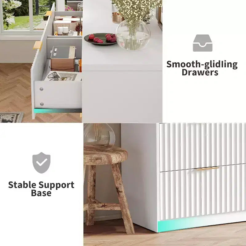Commode à 8 tiroirs pour chambre à coucher, grande commode cannelée, organisateur de rangement en bois, armoire de rangement pour chambre à coucher, salon, maison