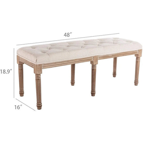 Banc de siège ottoman rectangulaire capitonné extra-long 48 po - Beige