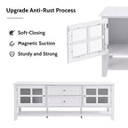 Meuble TV moderne du milieu du siècle TROPOW pour téléviseur de 60 pouces avec espace de rangement multifonctionnel Console multimédia pour salon, chambre et bureau BLANC